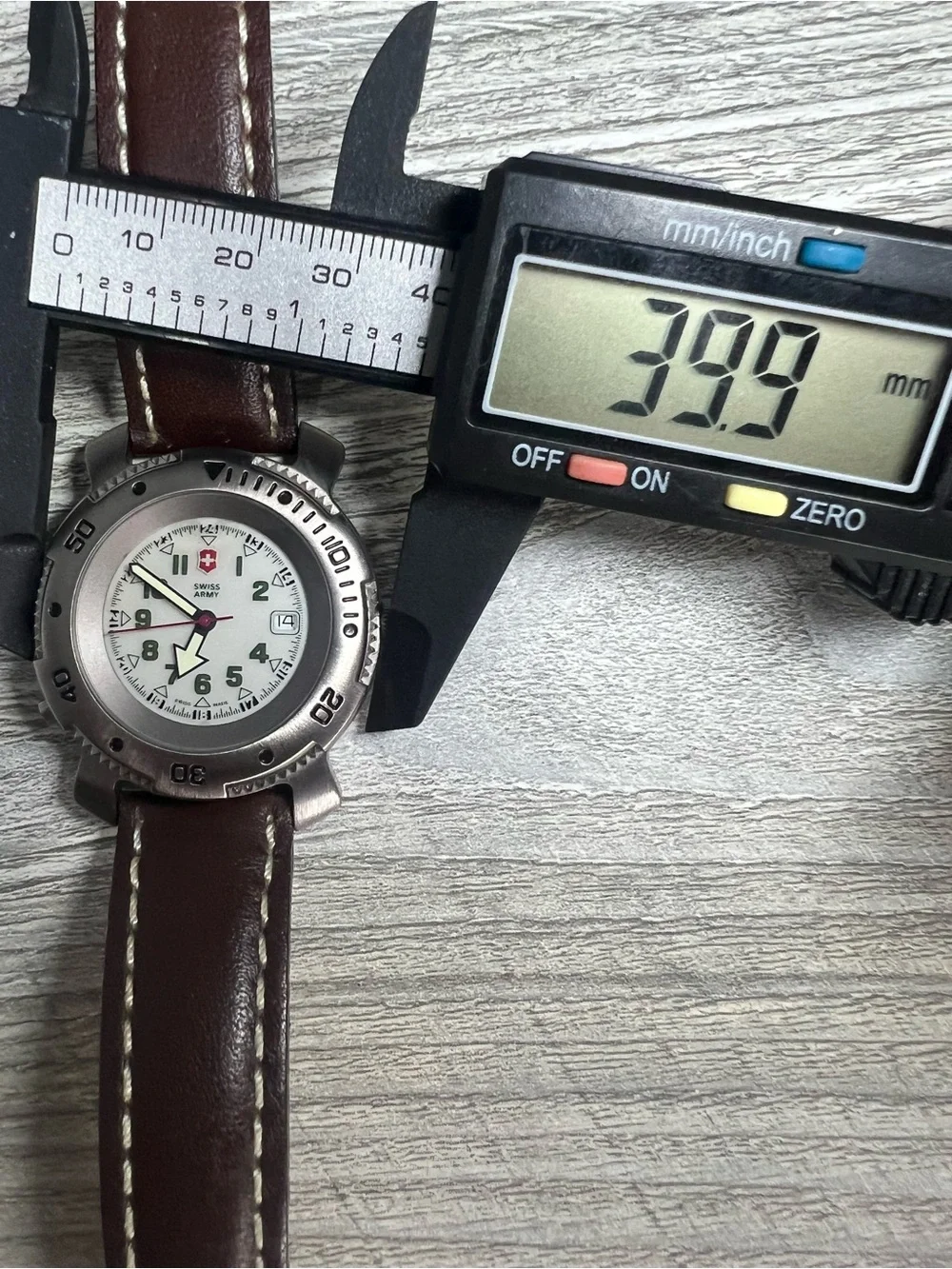 Swiss Army Watch with Brown Leather Strap - White Dial